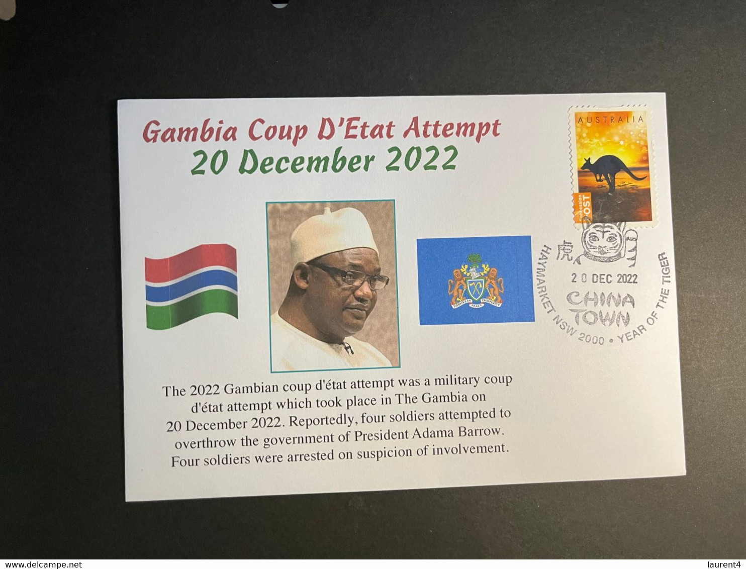 (2 N 23) Gambia Coup D'etat Attempt (20-12-2022) With Gambia OZ Stamp - Gambie