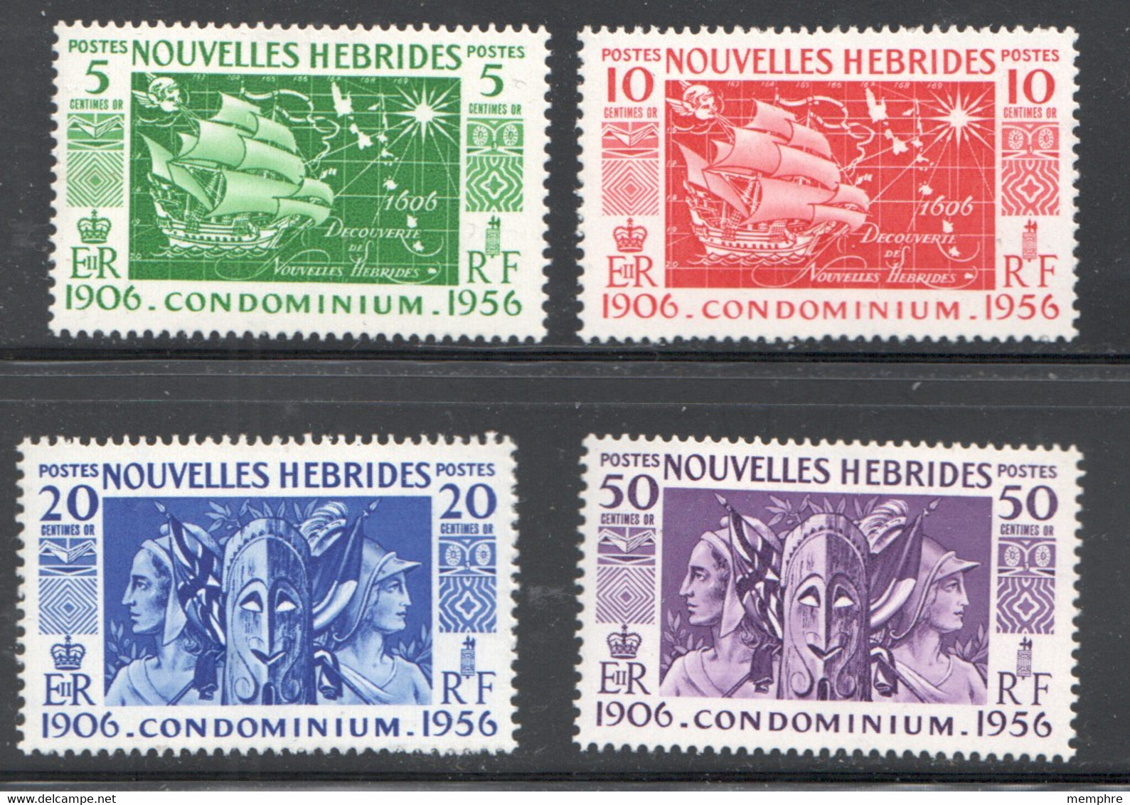 1956  Cinquantenaire Du Condominium   Yv 167-170 * - Neufs