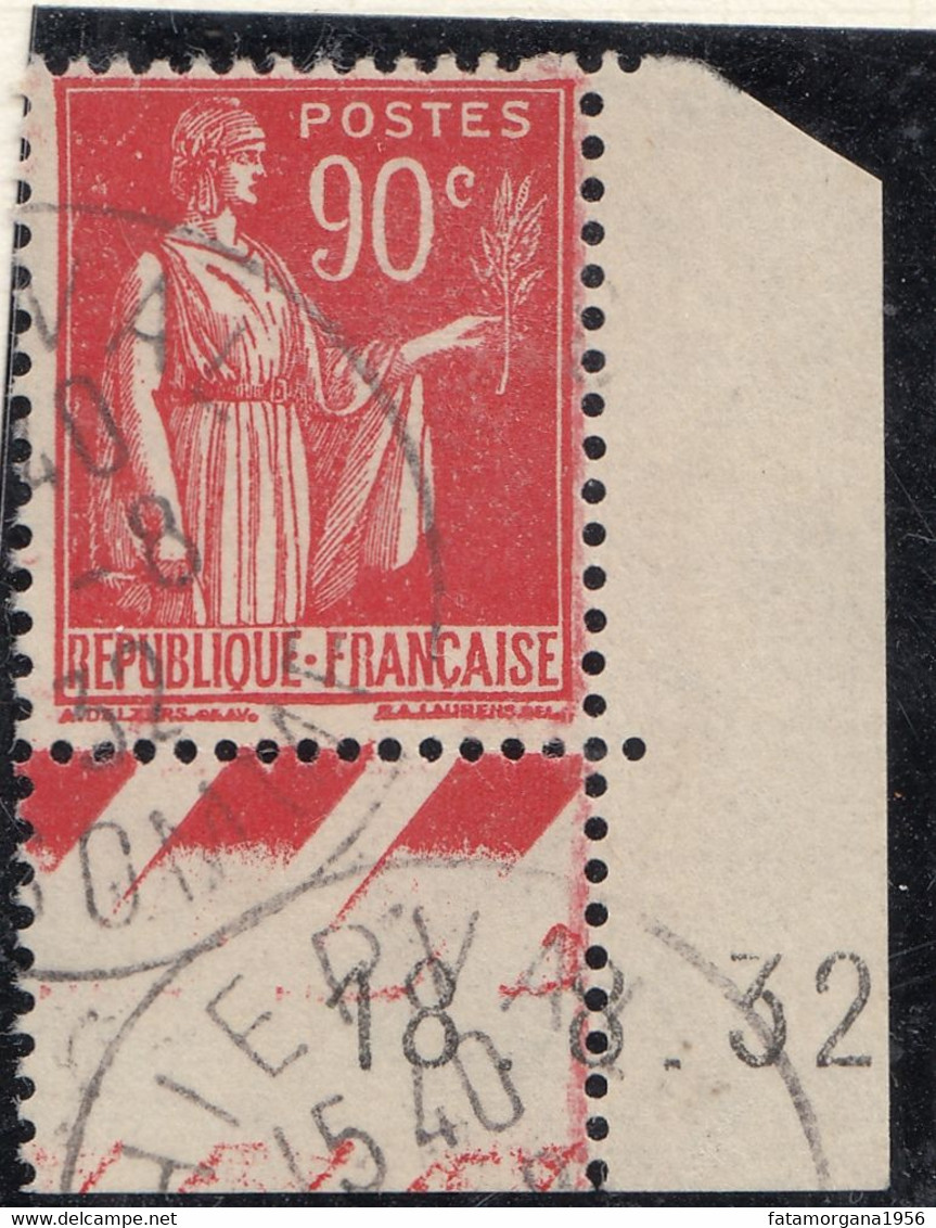 FRANCE - 1932 - Coin Daté Usato Di Yvert 285 Con Margine Di Foglio Colorato. - 1930-1939
