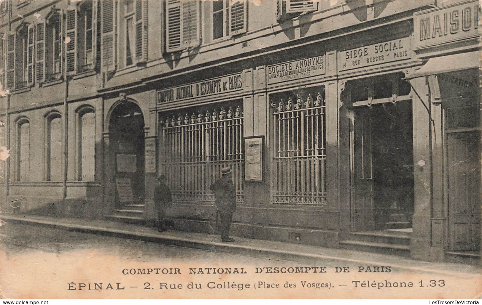 CPA Comptoir National D'escompte De Paris - Epinal - Banque - Animé - Bons Du Credit National Au Verso - Epinal