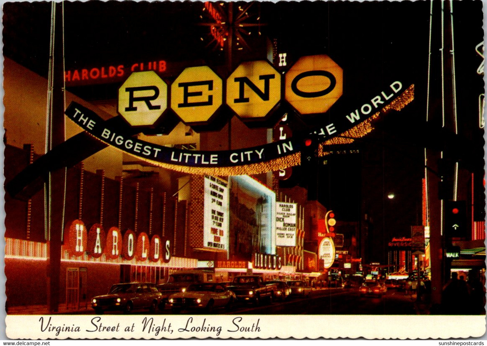 Nevada Reno Virginia Street At Night Looking South - Reno