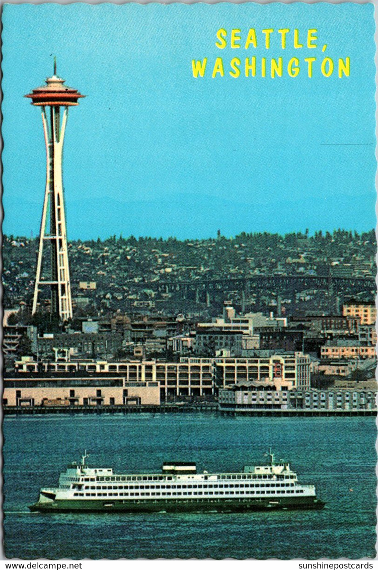 Washington Seattle Waterfront Washington State Ferry Edgewater Inn And Space Needle - Seattle