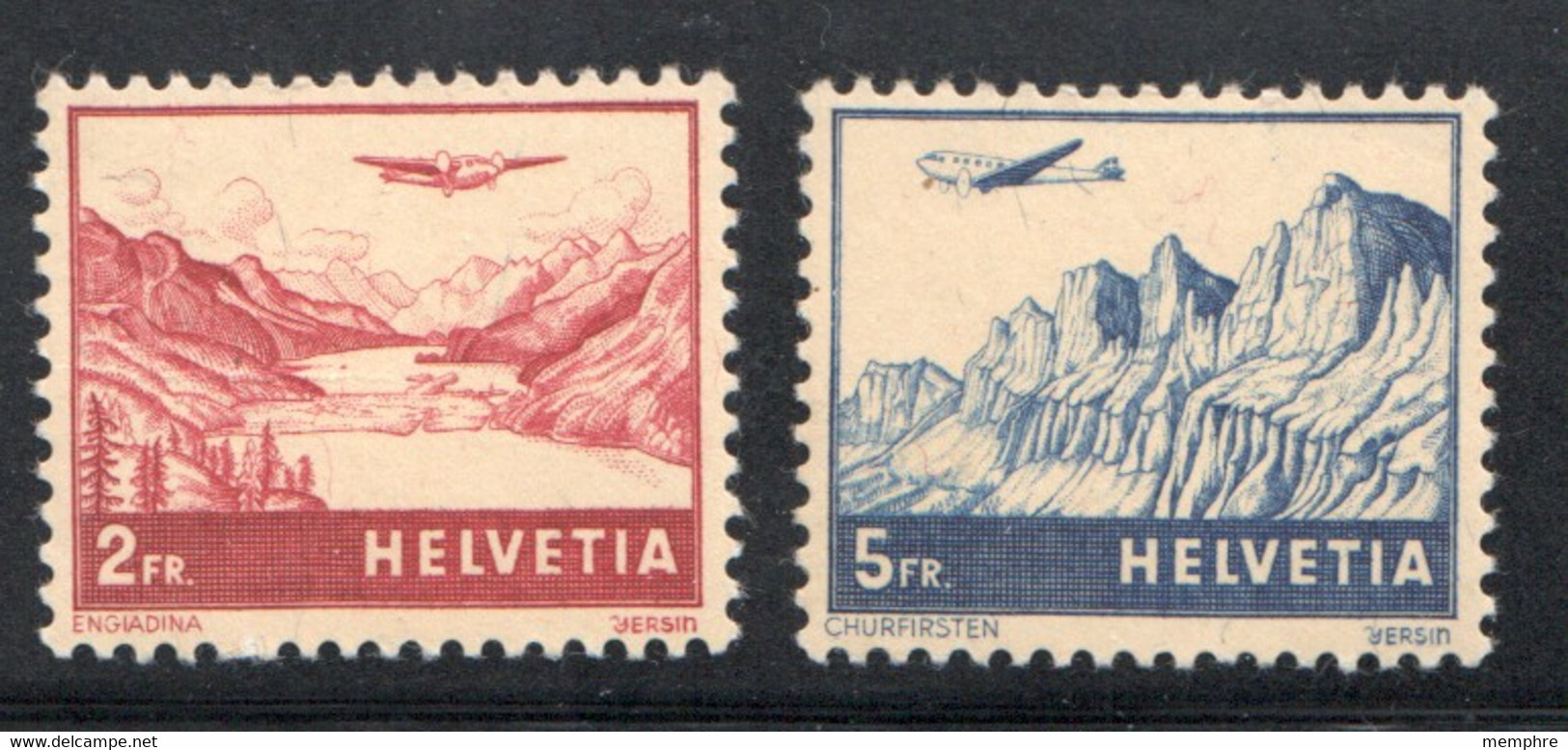 1948 Poste Aérienne  Avion Survolant Les Alpes  2 Fr Et 5 Fr  Zum 33-4  * - Unused Stamps