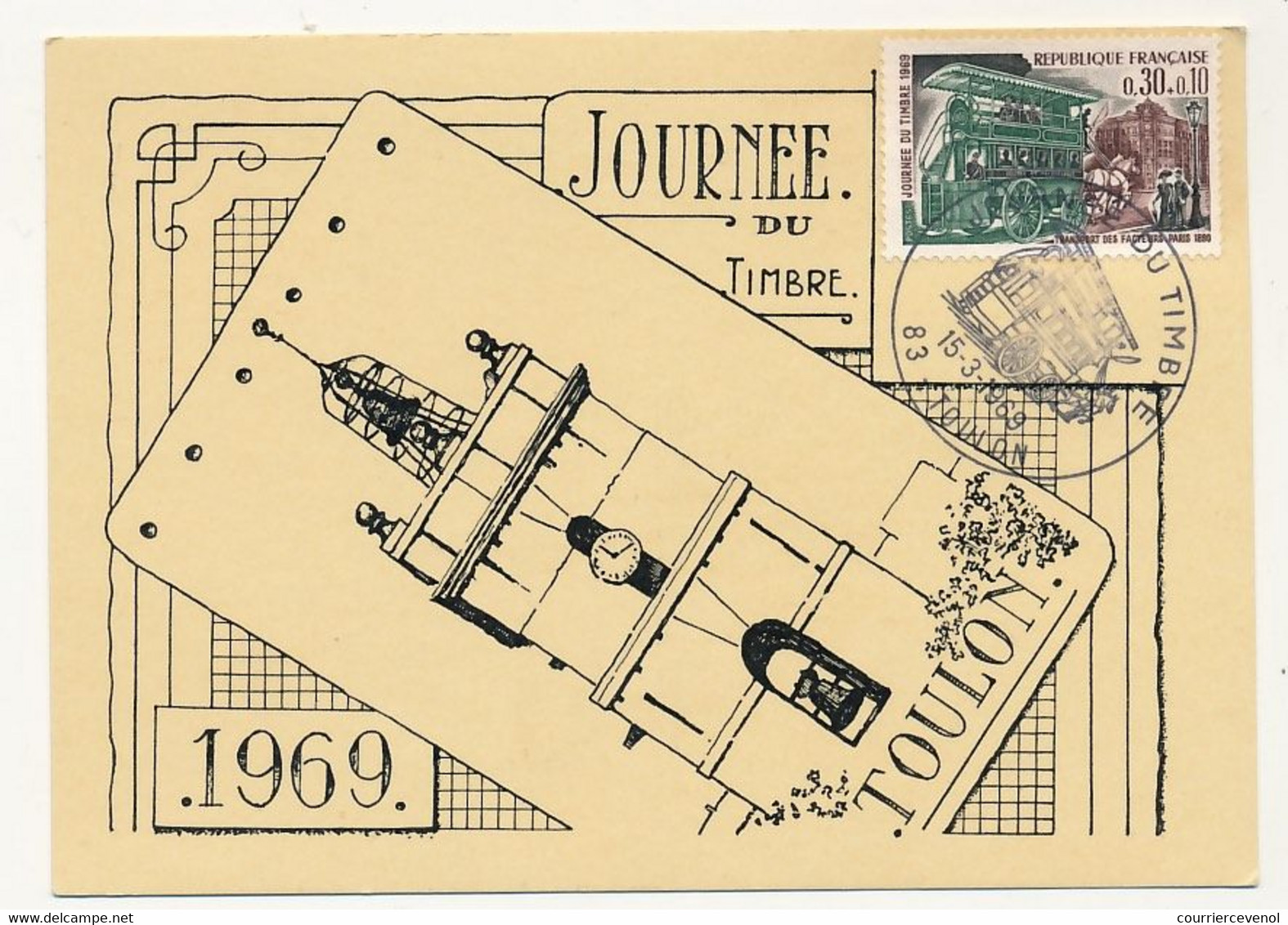 FRANCE - Carte Locale - Journée Du Timbre 1969 - Transport Des Facteurs - 83 TOULON - 15/3/1969 - Covers & Documents