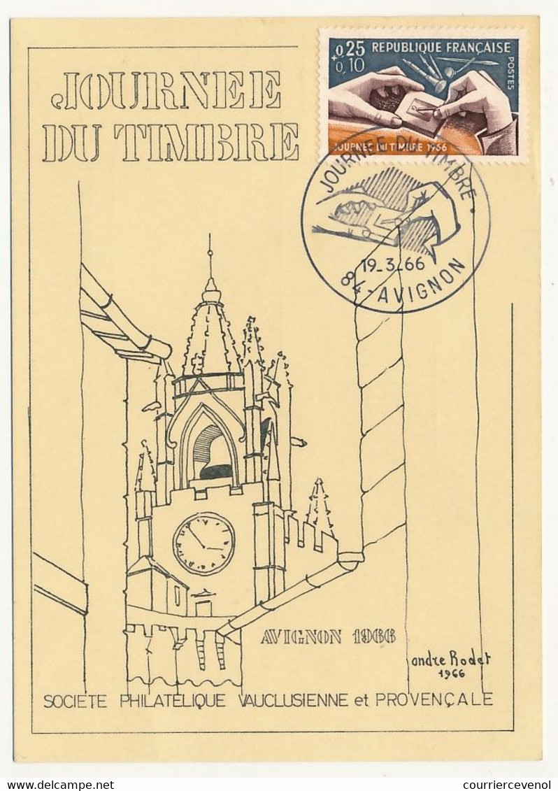 FRANCE - Carte Locale - Journée Du Timbre 1966 - Gravure Au Poinçon - 84 AVIGNON - 19/3/1966 - Covers & Documents