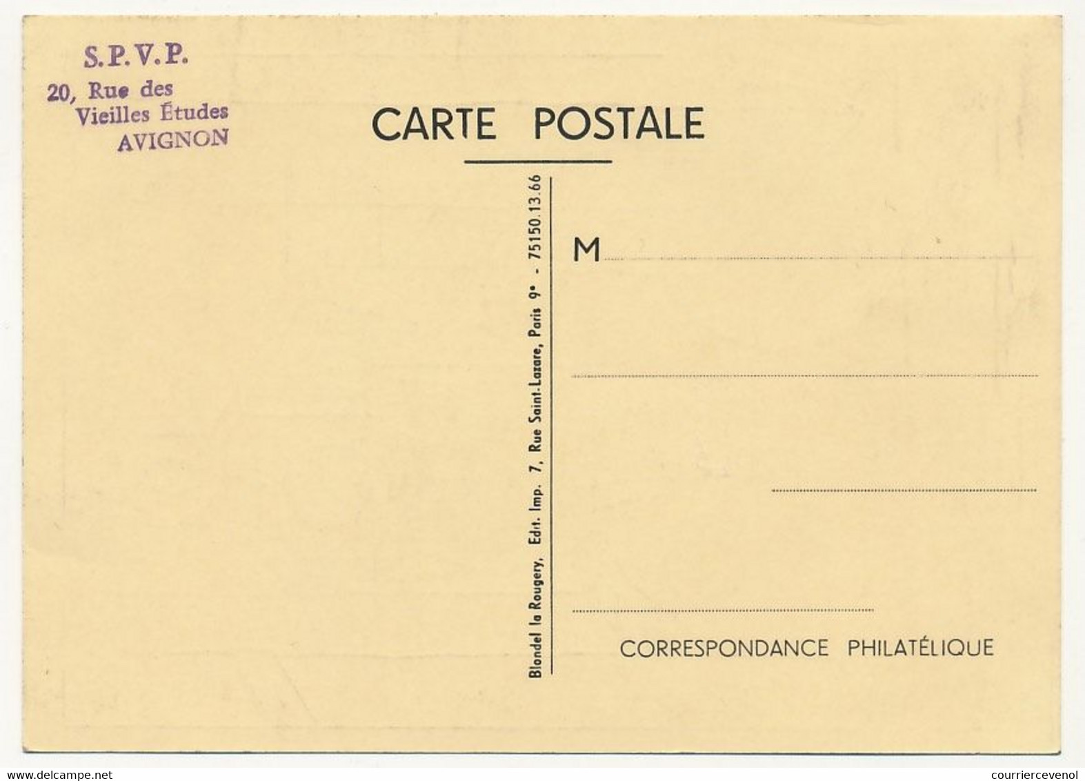 FRANCE - Carte Locale - Journée Du Timbre 1966 - Gravure Au Poinçon - 84 AVIGNON - 19/3/1966 - Briefe U. Dokumente