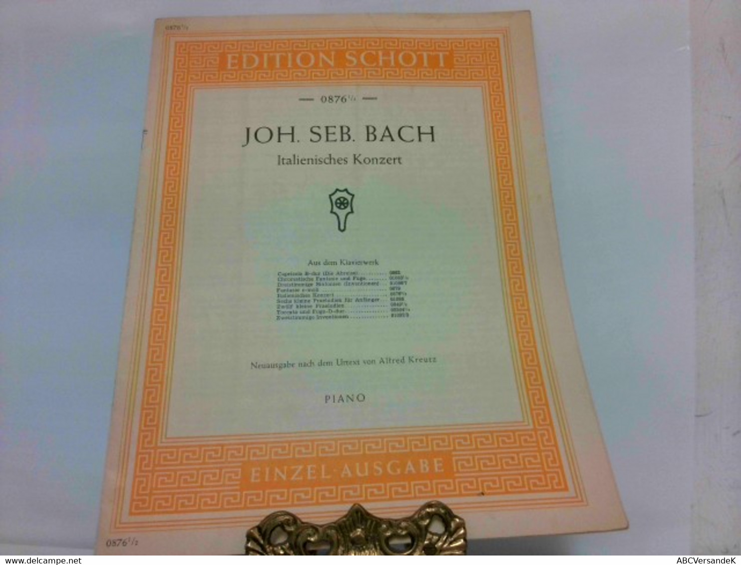 Italienisches Konzert. Neuausgabe Nach Dem Urtext Von Alfred Kreutz. Piano. Einzel-Ausgabe. Edition Schott Nr. - Music