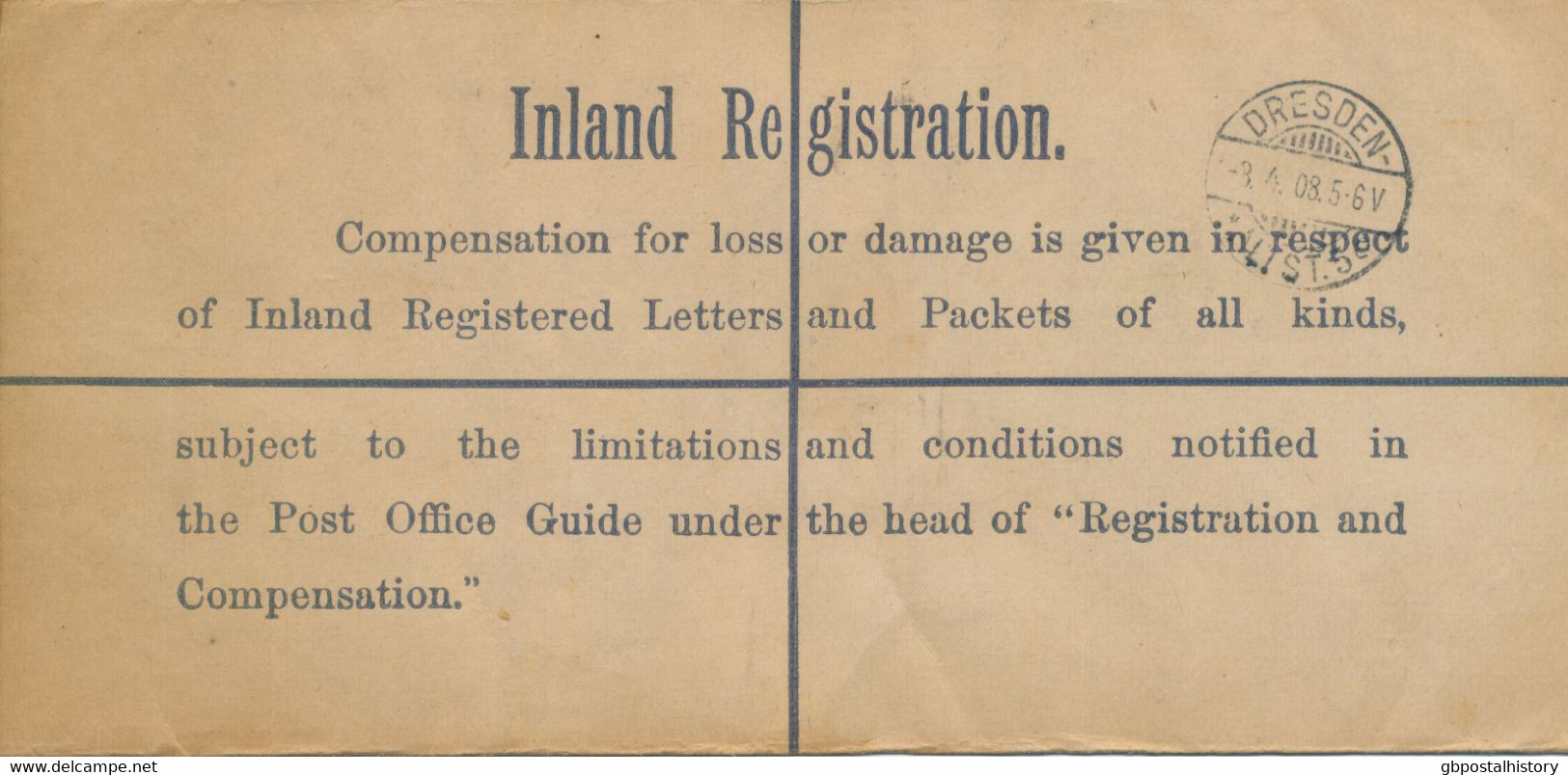 GB 1906, EVII Superb Used 3d Postal Stationery Registered Envelope Scarce Size H2 Uprated With ½d Yellowgreen And 1d Red - Brieven En Documenten