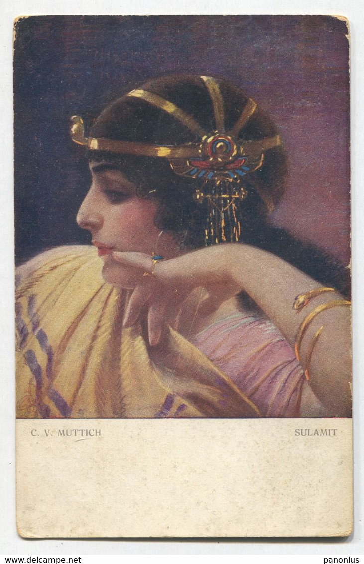 C.V. Muttich Painter, Sulamit Woman Girl, Egyptian Motif, Year 1917 - Muttich, C.V.