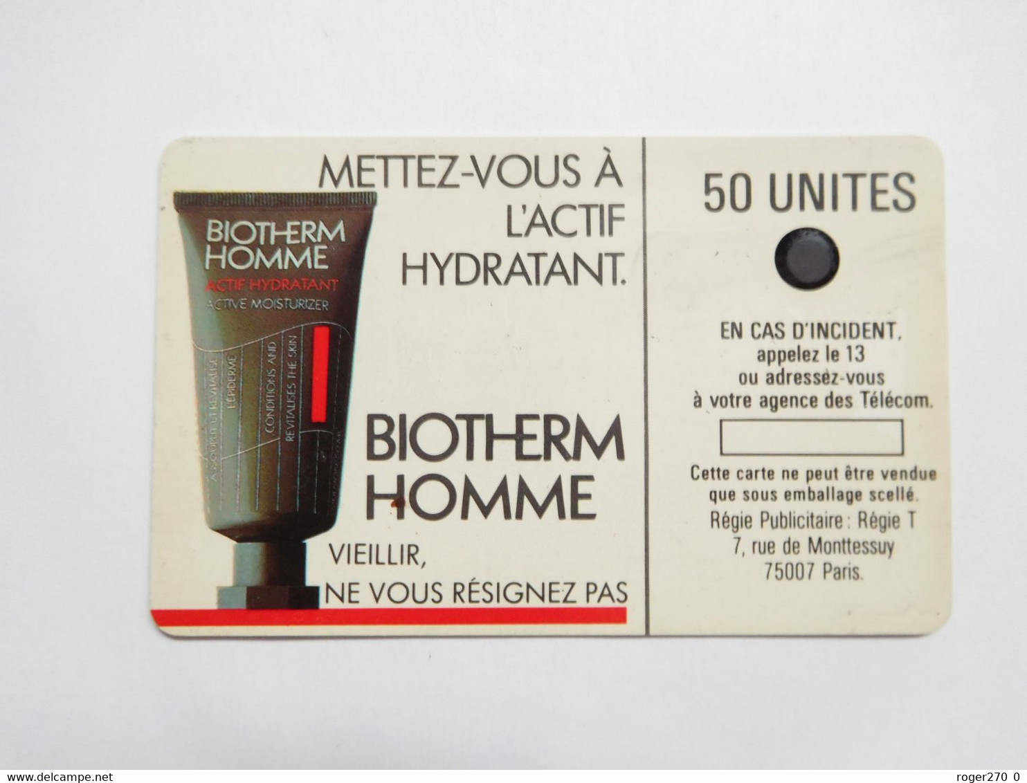 Télécarte Publique , F3 , SC3 , Biotherm , état Courant , Cote : 100 Euros - 1987