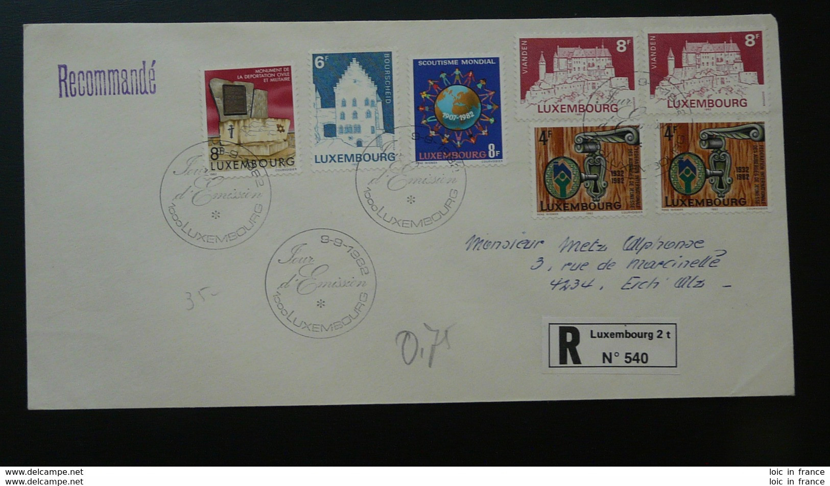 Lettre FDC Recommandée Registered FDC Cover Luxembourg 1982 - Covers & Documents