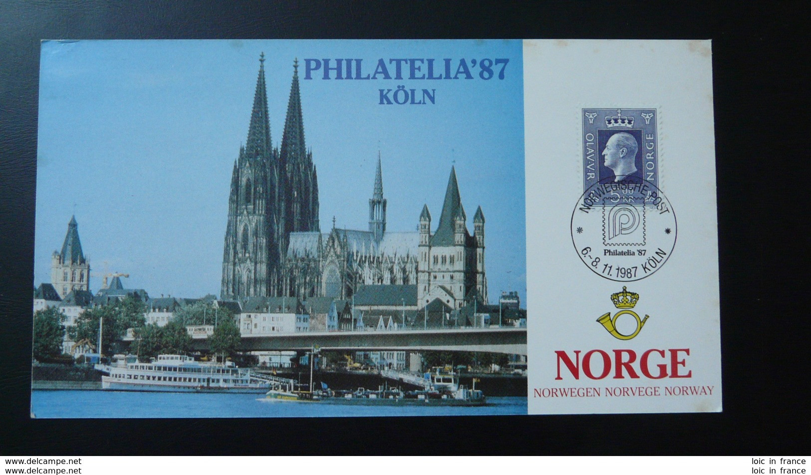 Carte Souvenir Card Expo Philatelia Koln Pont Bridge Cathedrale Norvege Norway 1987 - Cartes-maximum (CM)