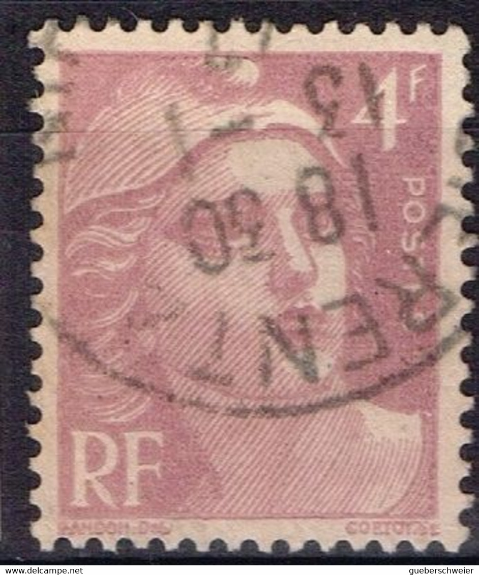 FR VAR 82 - FRANCE N° 718 Obl. Marianne De Gandon Variété Lilas - Used Stamps