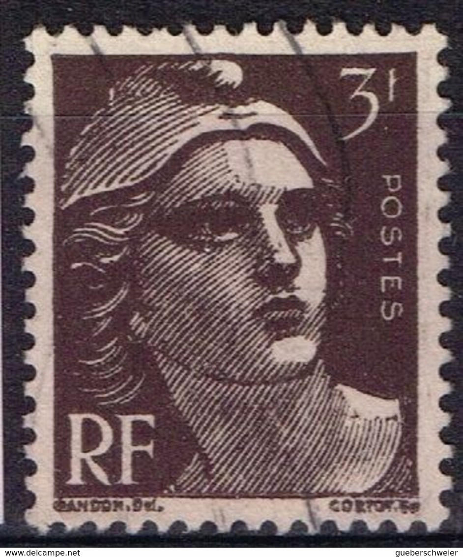 FR VAR 82 - FRANCE N° 715 Obl. Marianne De Gandon Variété Brun Noir - Used Stamps