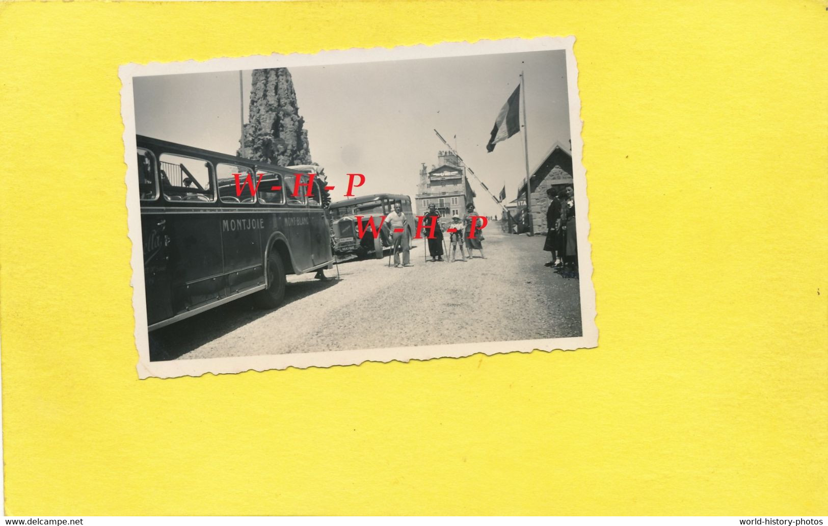 Photo Ancienne Frontière COL Du Petit St Bernard -  Autocar  Découvrable Ste MONTJOIE Mont Blanc - Autobus - Camions