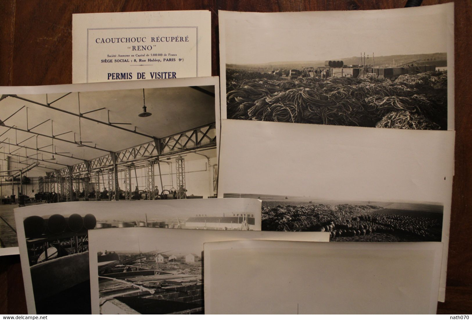1928 Muizon (Marne) Usine RENO Caoutchouc Récupéré Lot De 6 Photos Dont Ouvrières + Carton Permis De Visiter Rare Lot ! - Mestieri