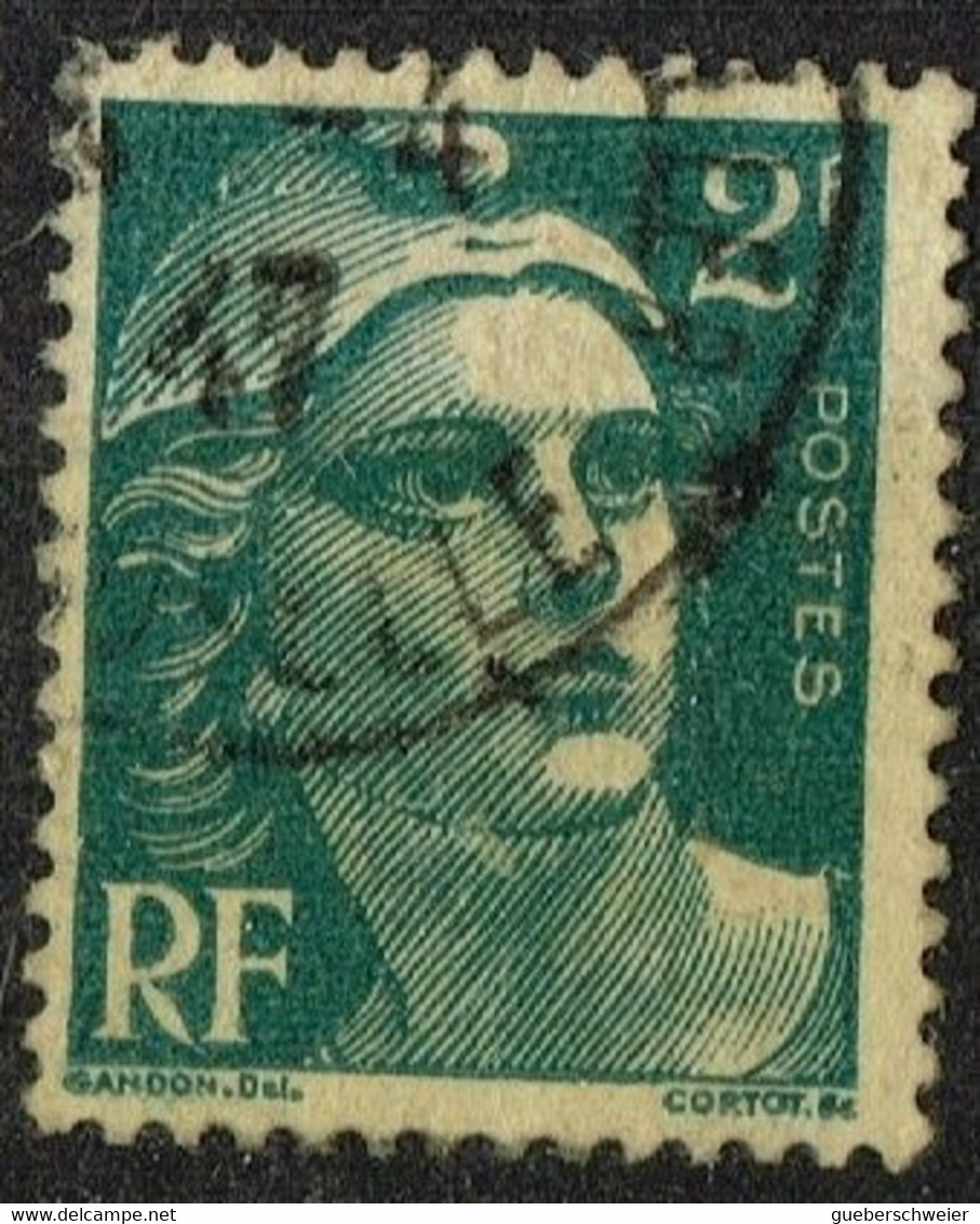 FR VAR 83 - FRANCE N° 713 Obl. Marianne De Gandon Variété Papier Jaunâtre - Used Stamps