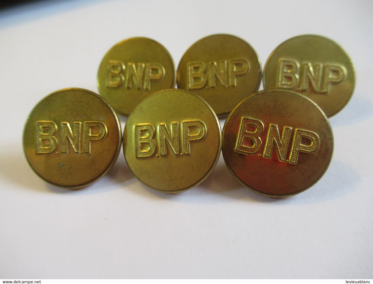 6 -Boutons D'uniforme /Banque/B N P /Banque Nationale De Paris / Doré /Ancre & Grenade /2,1 Cm /Vers 1970      BOUT221 - Botones