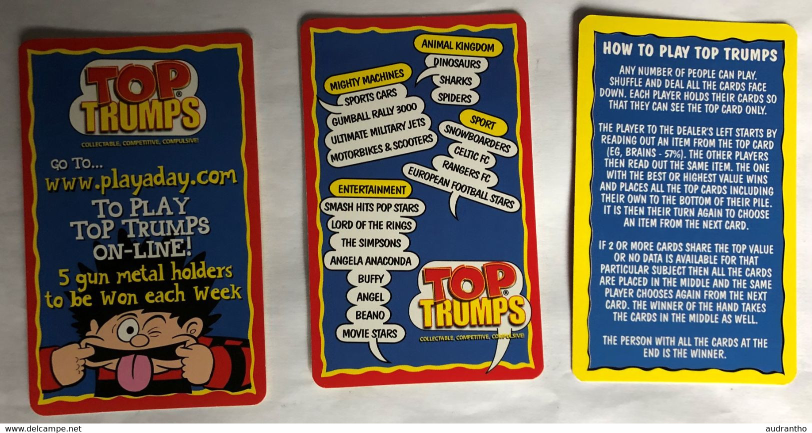 Jeu De 33 Cartes - BEANO - TOP TRUMPS - Thomson & Co 2001 - Dennis The Menace - Calamity James - Autres & Non Classés