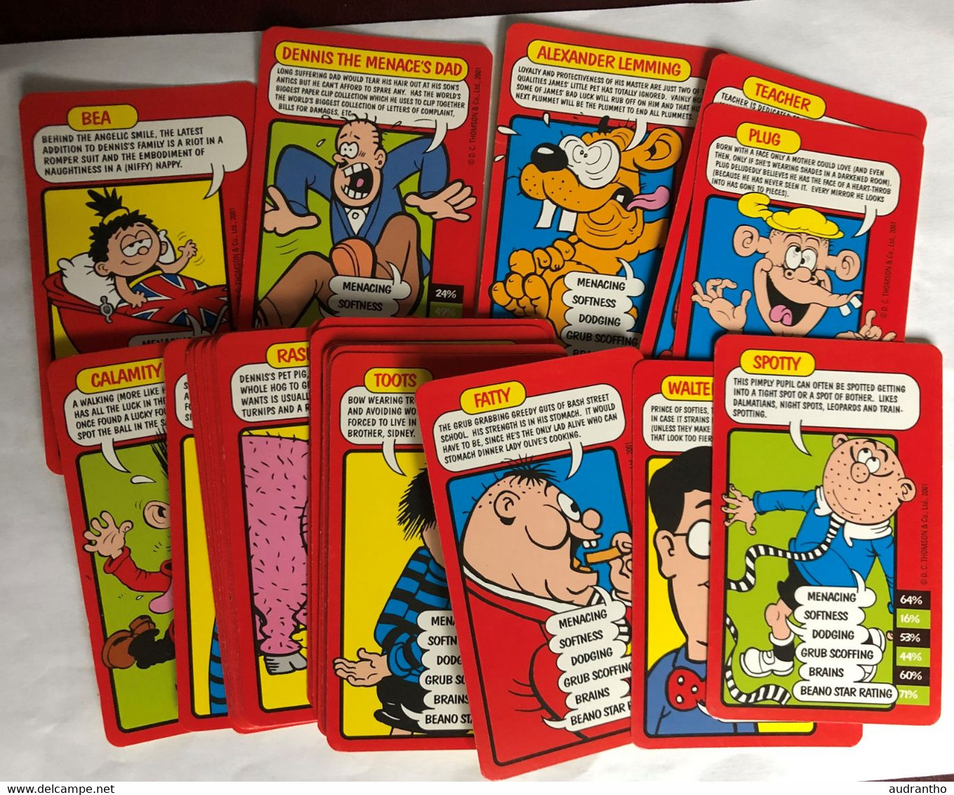 Jeu De 33 Cartes - BEANO - TOP TRUMPS - Thomson & Co 2001 - Dennis The Menace - Calamity James - Other & Unclassified