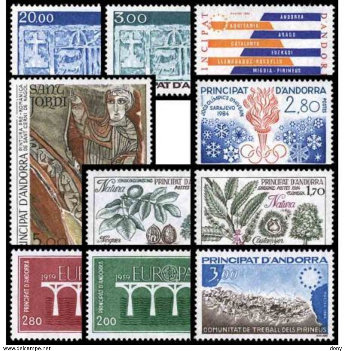 SELLOS ANDORRA FRANCESA AÑO 1984 COMPLETO. NUEVOS SIN FIJASELLOS (MNH) PRINCIPAT ANDORRE FRANÇAISE - Volledige Jaargang