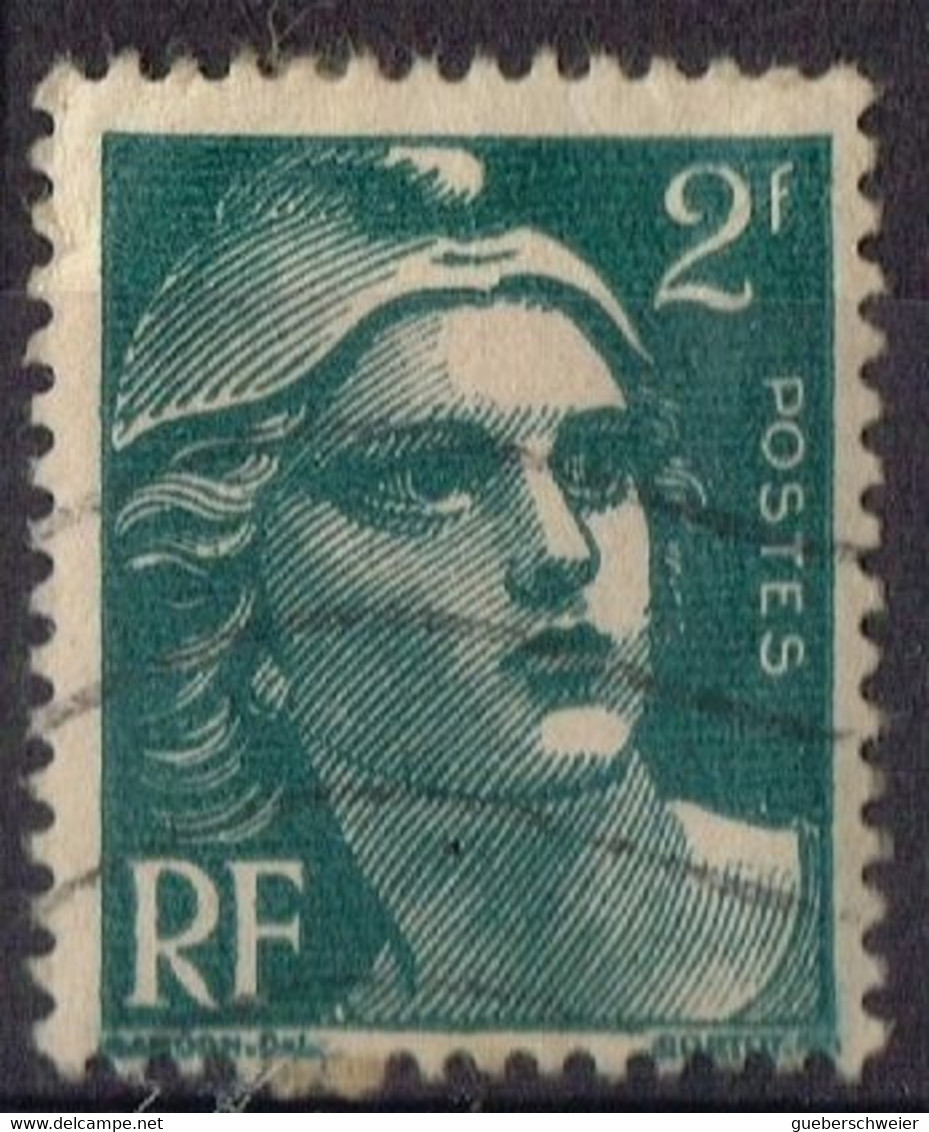 FR VAR 84 - FRANCE N° 713 Obl. Marianne De Gandon Variété Fond Ligné - Used Stamps