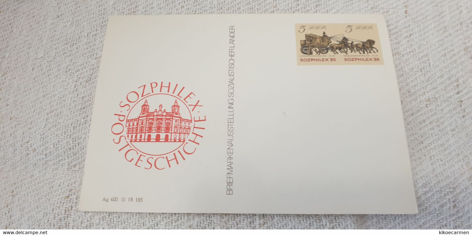 Germany Ddr 85 Personenpostwagen DDR GA P93 * 5/5 Pfg. Postkutsche Sozphilex 1985 Pferd Berlin Postmuseum - Cartes Postales - Neuves