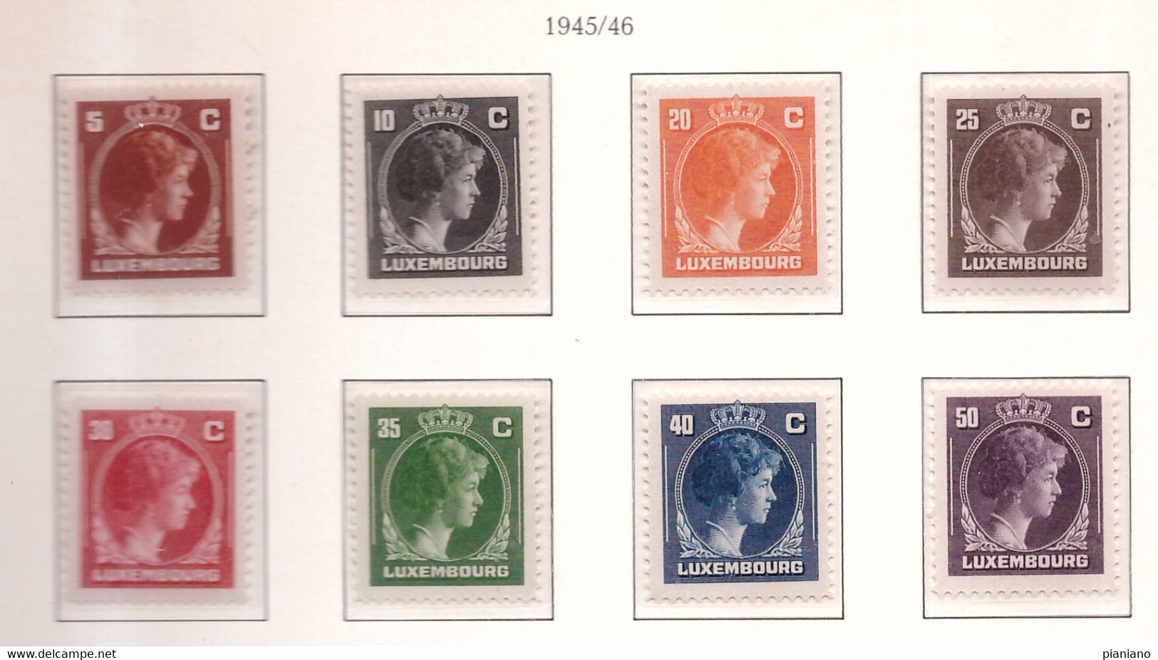 PIA - LUSSEMBURGO - 1944-46 :  Serie Ordinaria - Effigie Della Granduchessa Carlotta - (Yv  334-55) - 1944 Charlotte Right-hand Side