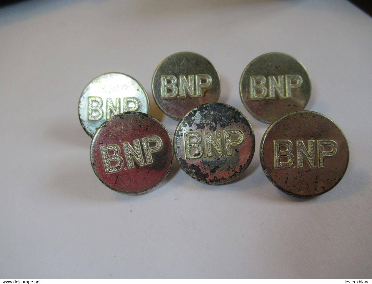 6-Boutons D'uniforme /Banque/B N P /Banque Nationale De Paris /argent /T W & W Paris/1,6  Cm /Vers 1970      BOUT222 - Buttons