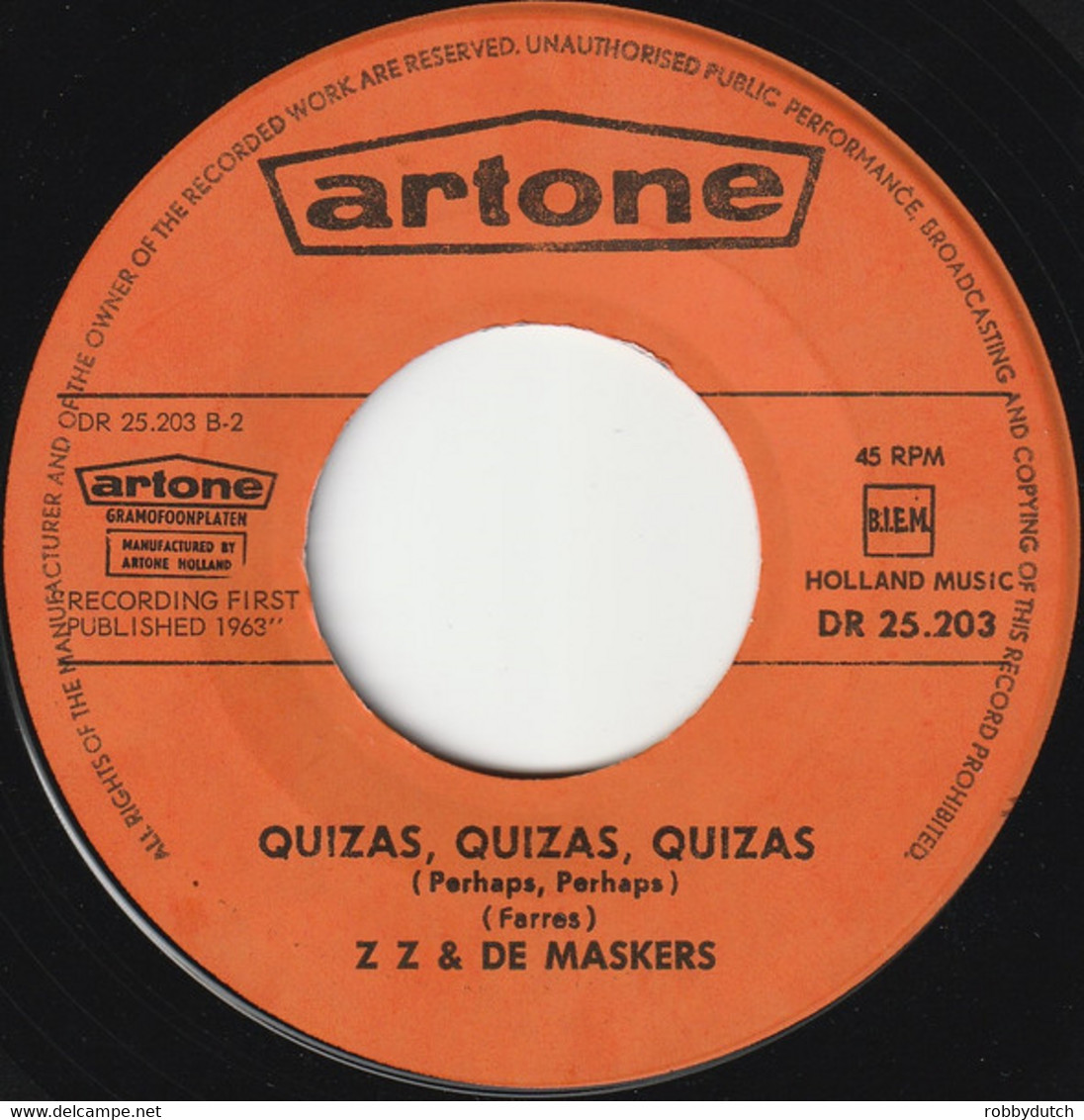 *7" *  Z.Z. & THE MASKERS - LA COMPARSA (Holland 1963) - Strumentali