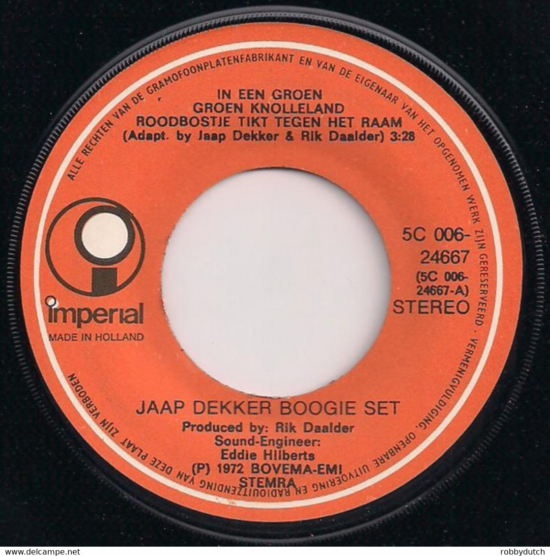 *7" *  JAAP DEKKER BOOGIE SET - IN EEN GROEN GROEN KNOLLENLAND (Holland 1972) - Instrumental