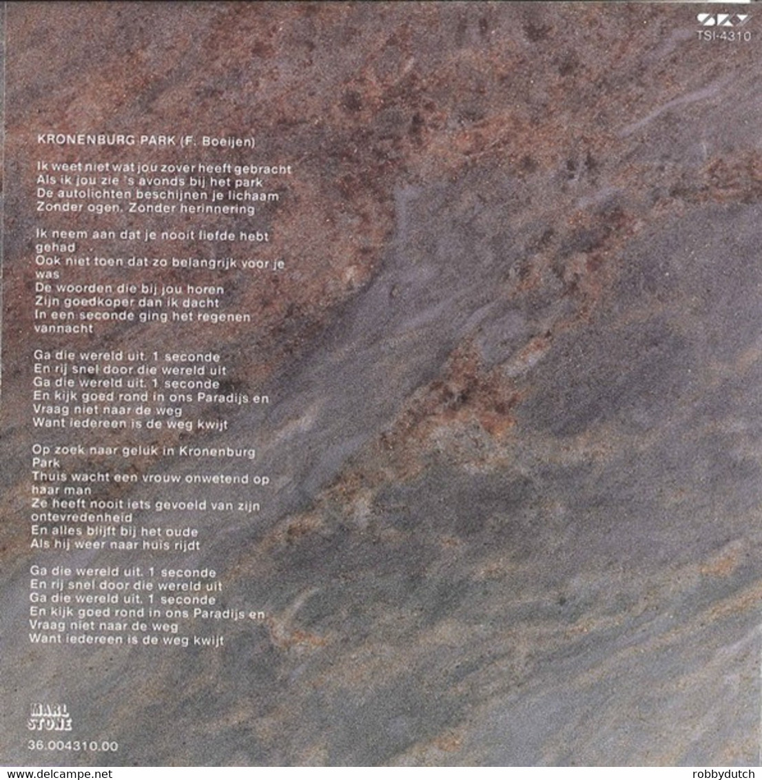 *7" * FRANK BOEIJEN GROEP - KRONENBURG PARK (Holland 1985 EX!!) - Autres - Musique Néerlandaise