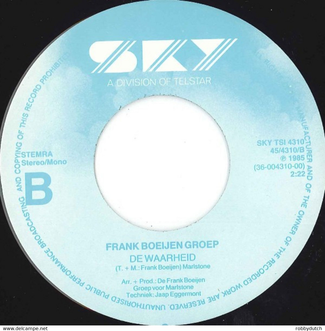 *7" * FRANK BOEIJEN GROEP - KRONENBURG PARK (Holland 1985 EX!!) - Autres - Musique Néerlandaise