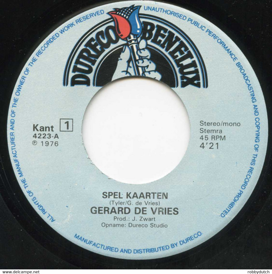 *7" * GERARD DE VRIES - SPEL KAARTEN (Holland 1976) - Autres - Musique Néerlandaise