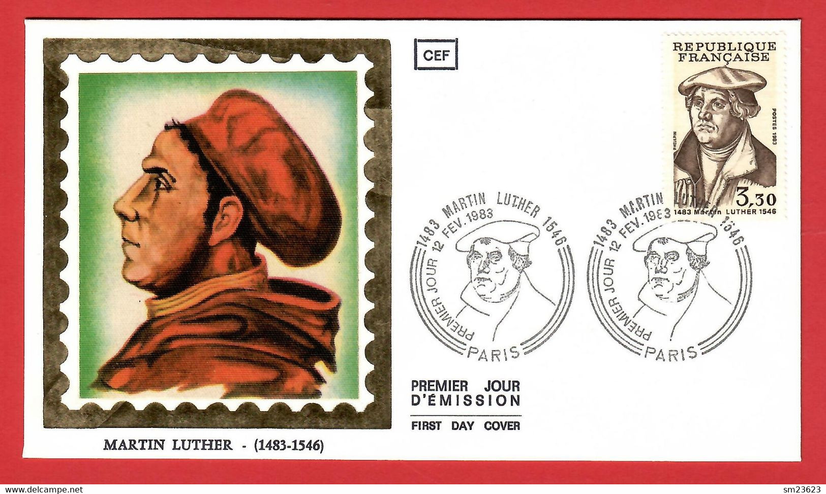 Frankreich / France  1983  Mi.Nr. 2382 , 500. Geburtstag Von Martin Luther - FDC Paris 12 FEV 1983 - Teologi