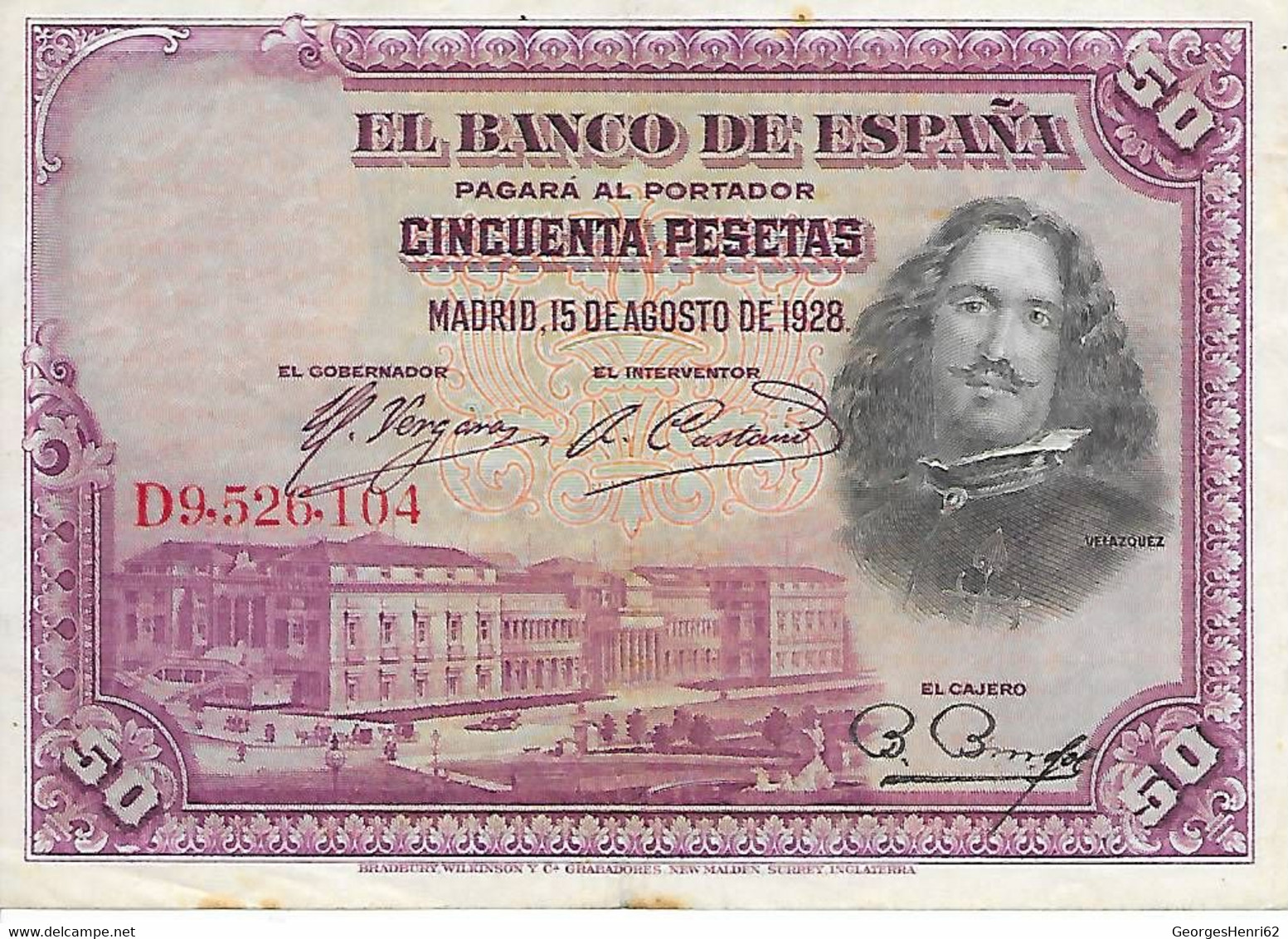 Espagne - 50 Pesetas - 15/8/1928 - (75b) - 50 Pesetas