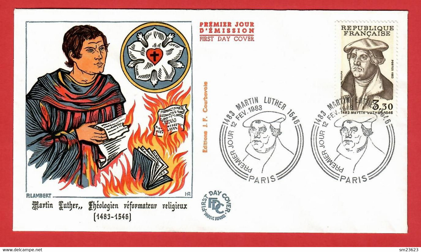 Frankreich / France  1983  Mi.Nr. 2382 , 500. Geburtstag Von Martin Luther - FDC Paris 12 FEV 1983 - Théologiens