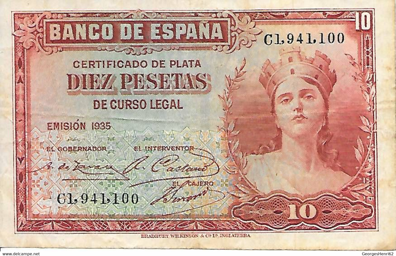 Espagne - 10 Pesetas - 1935 - (86) - 10 Pesetas