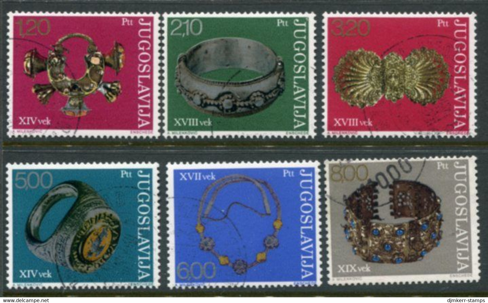 YUGOSLAVIA 1975 Antique Jewellery Used.  Michel 1587-92 - Used Stamps