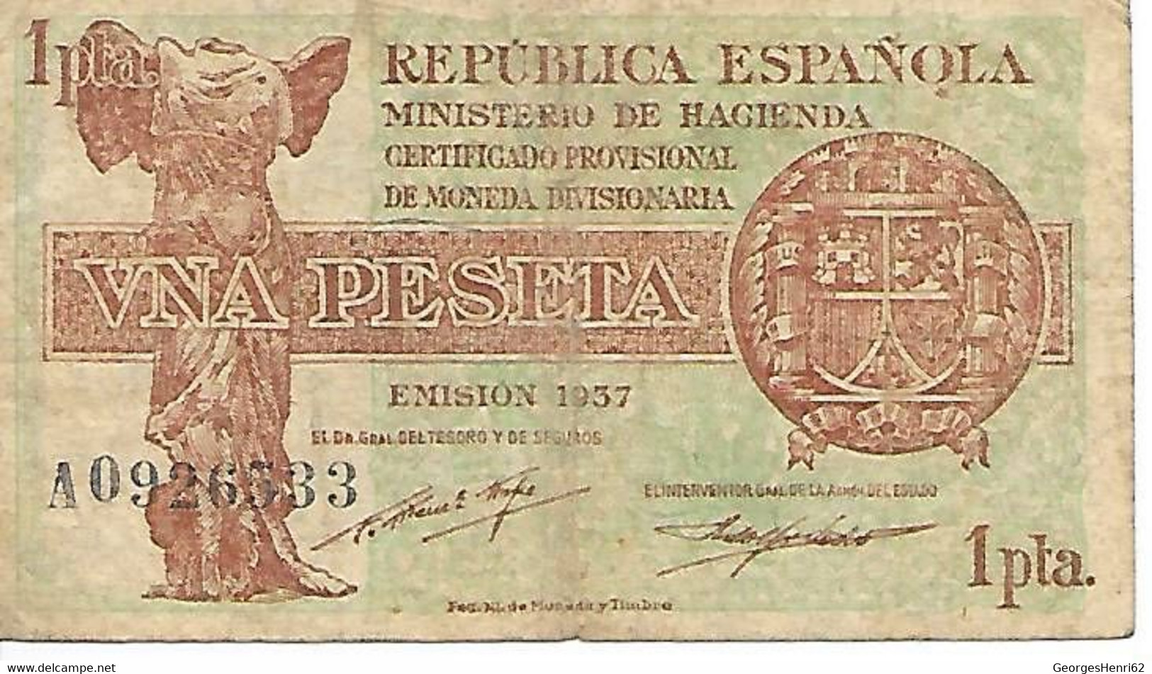 Espagne - 1 Peseta - 1937 - (94) - 1-2 Pesetas