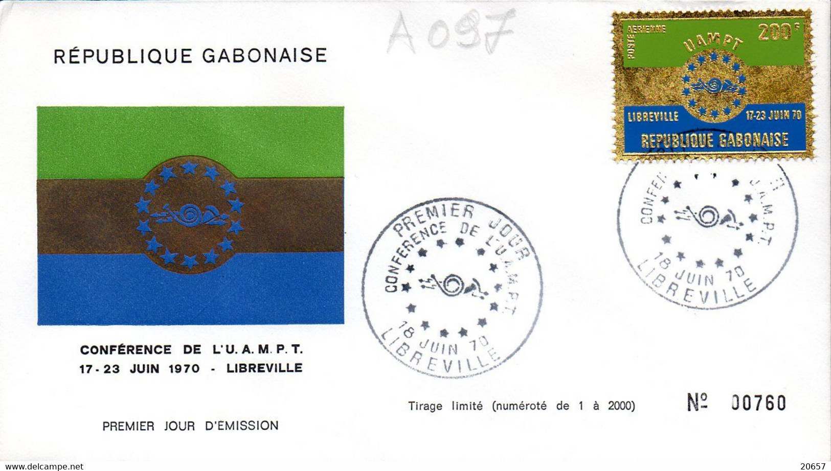 GABON A 097 Fdc UAMPT, Postes Africaines Et Malgache - Poste