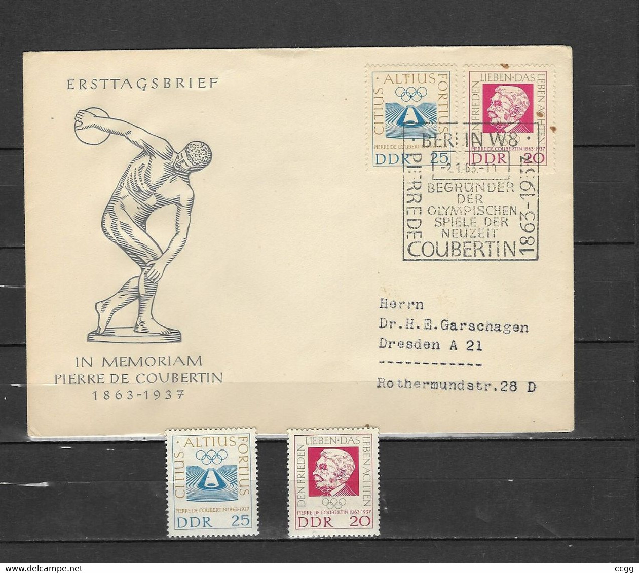 Olympische Spelen 1936 , DDR - Zegels + FDC - Ete 1936: Berlin