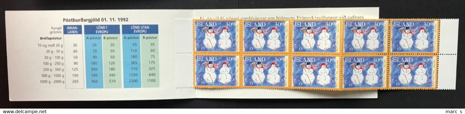 ISLANDE 1995 - NEUF**/MNH - CARNET BOOKLET YT C787 - Mi 838 - SC 811 - Booklets