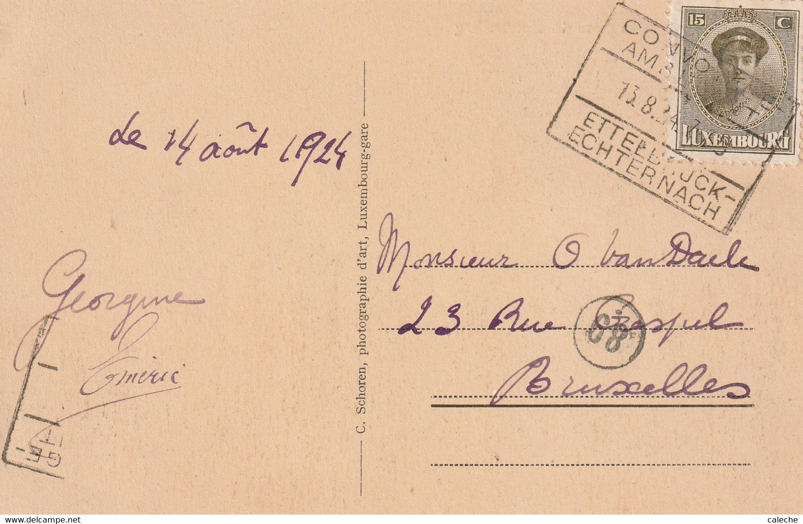 Convoyeur Ambulant Ettelbrück-Echternach 15/08/1924 - 1921-27 Charlotte Voorzijde
