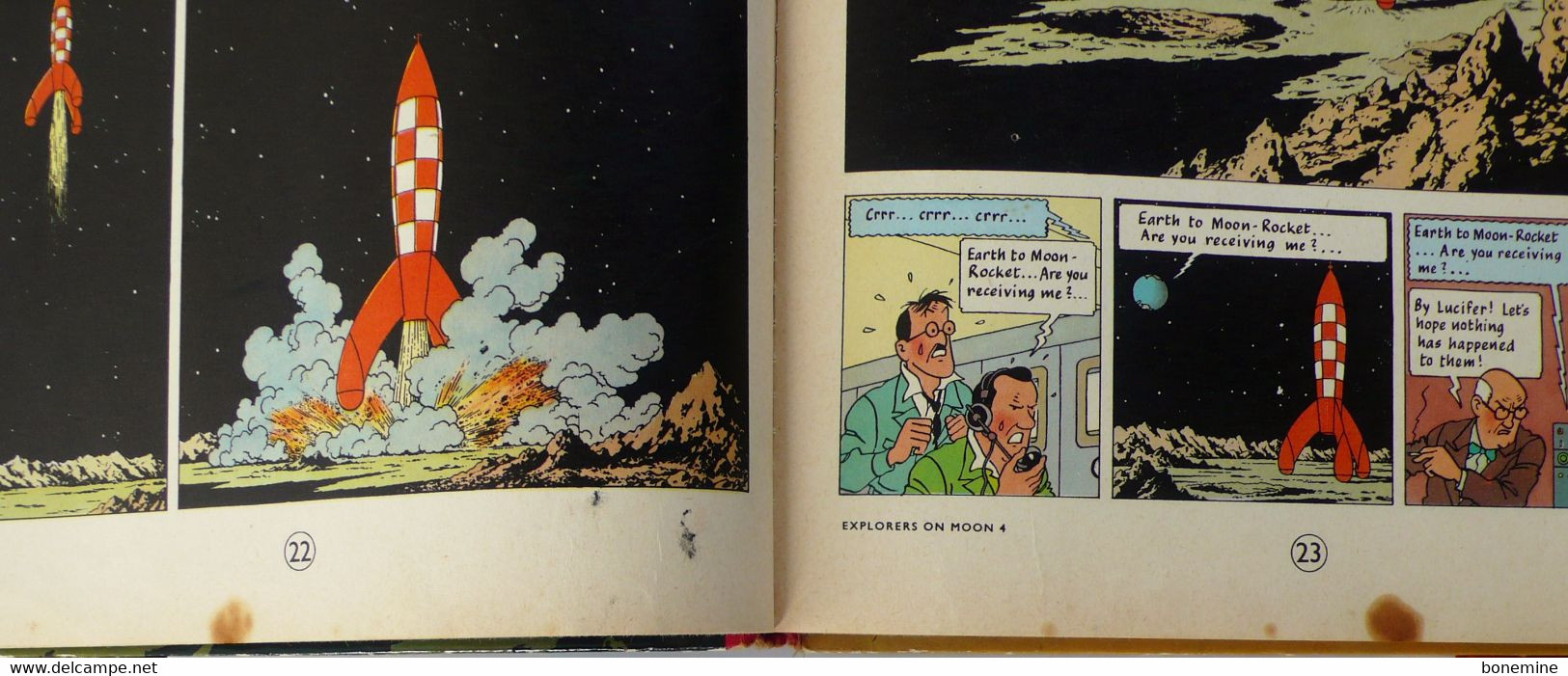 Tintin : Explorers On The Moon - 1ere édition Dos Rond 1959 Methuen