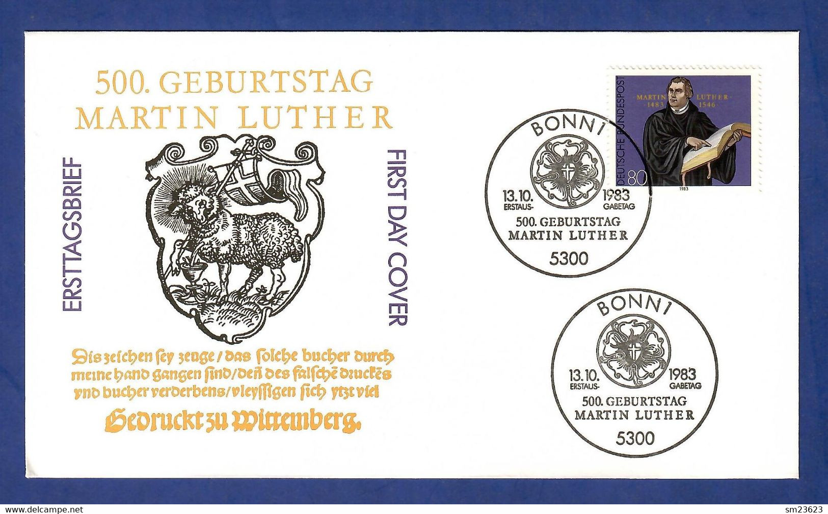 BRD 1983  Mi.Nr. 1193 , 500. Geburtstag Von Martin Luther - FDC Bonn 13.10.1983 - Theologians