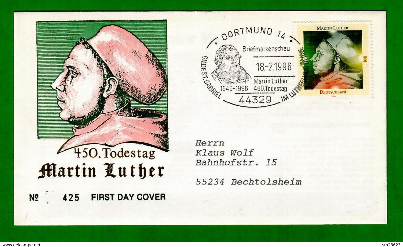 BRD 1996  Mi.Nr. 1841 , 450. Todestag Von Martin Luther - FDC Sonderstempel Dortmund 18.-2.1996 - Theologians