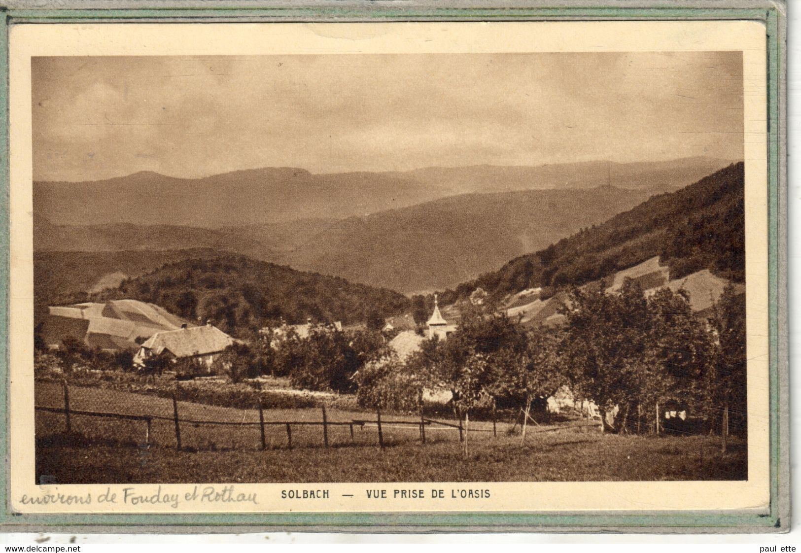 CPA - Entre FOUDAY Et ROTHAU (67) SOLBACH - Vue Prise De L'Oasis En 1937 - Rothau