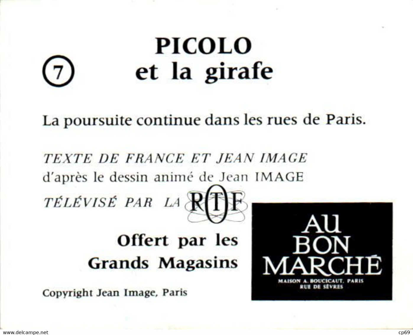 Image Picolo & Piccolette N°7 Télévision Courte Série TV Jean Image RTF Société ORTF Picolo & La Girafe キリン Peu Courante - TV Series