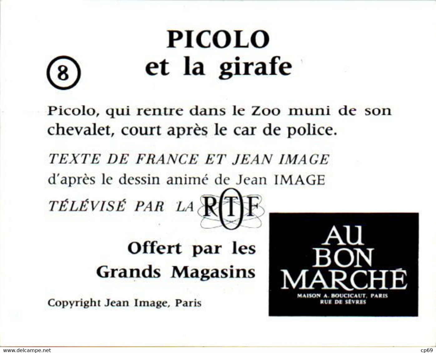 Image Picolo & Piccolette N°8 Télévision Courte Série TV Jean Image RTF Société ORTF Picolo & La Girafe キリン Peu Courante - Series De Televisión